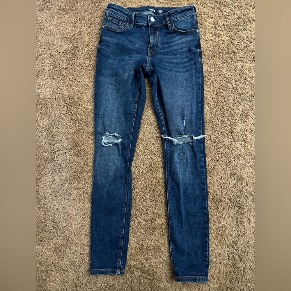 Old Navy Dark Blue Ripped Rockstar Skinny Jeans